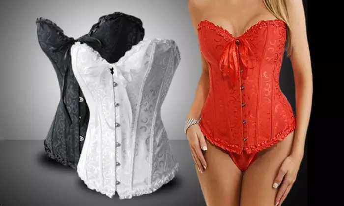 Embroidered Corset and G String Set in Choice Of Colour for £14.99 (62% Off) - Primary Image
