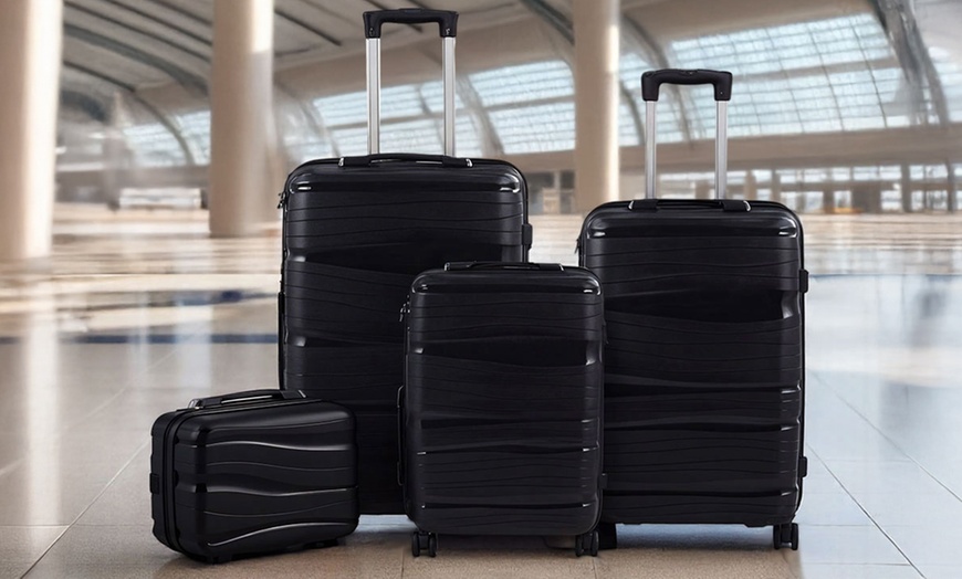 Image 14: Four Piece PP Suitcase Set with Silent Wheels & Password Lock