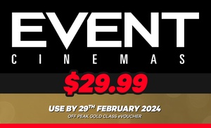 Event Cinemas Off Peak Gold Class eVoucher and Small Combo