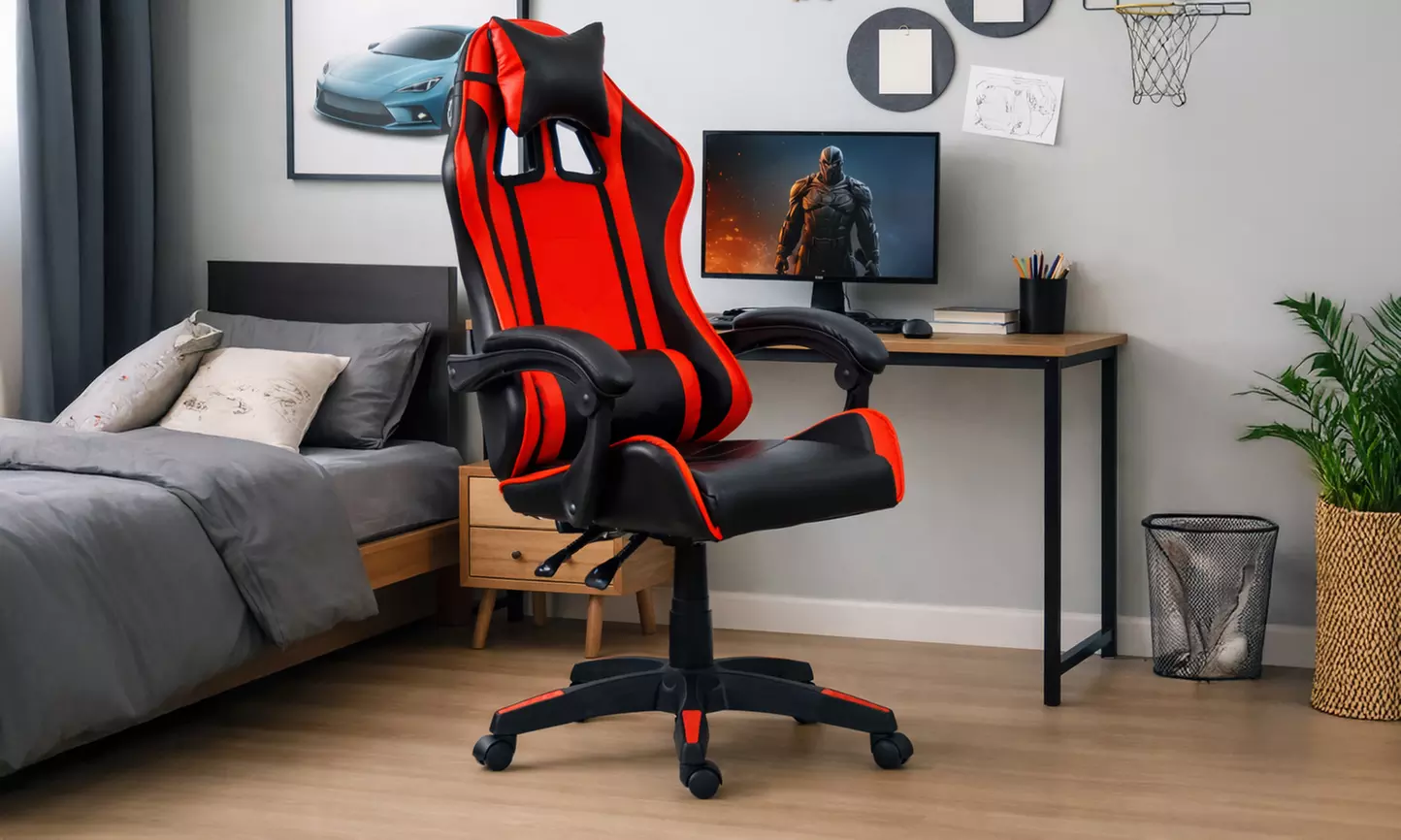 Sedia gaming in similpelle reclinabile e regolabile