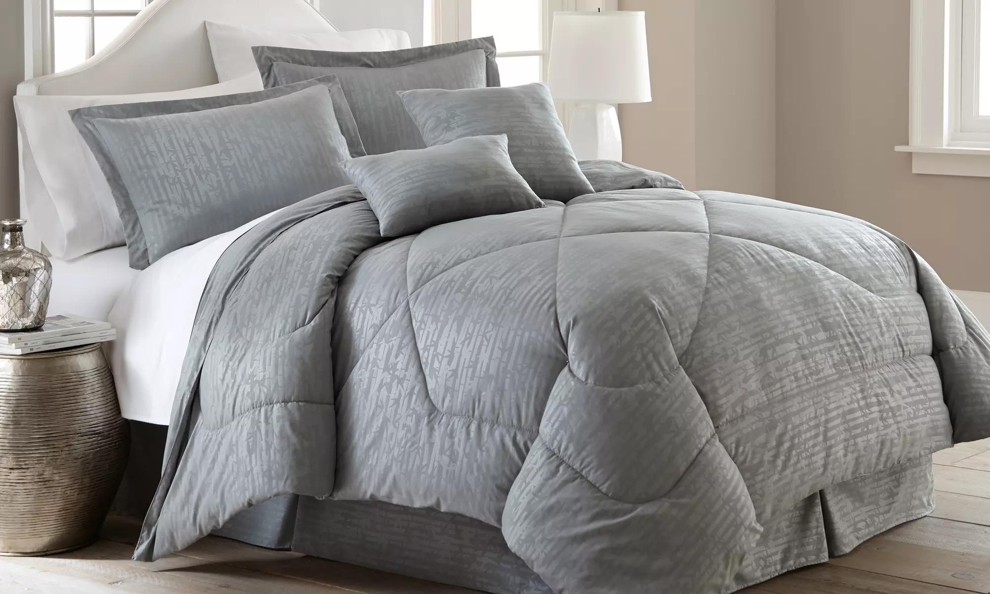 Hotel New York 6pc Embossed Bamboo Print Comforter Set - Primary Image