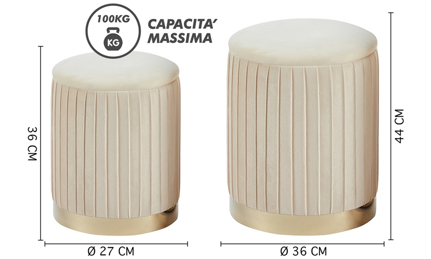 Image 18: Coppia di pouf contenitori in velluto