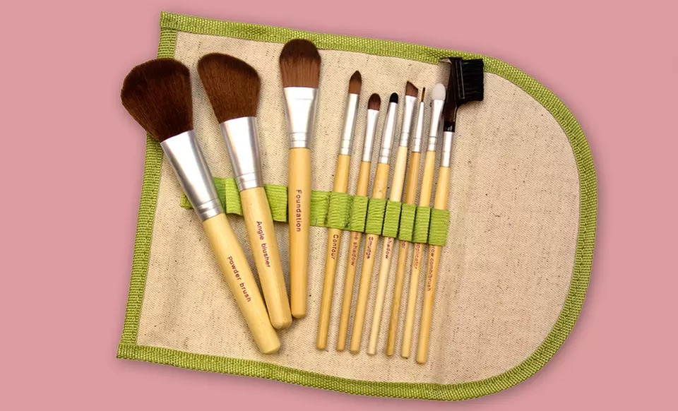$13.99 for a 10-Piece Beaute Basics Eco-Friendly Makeup Brush Set ($84.95 List Price). Free Returns. - Primary Image
