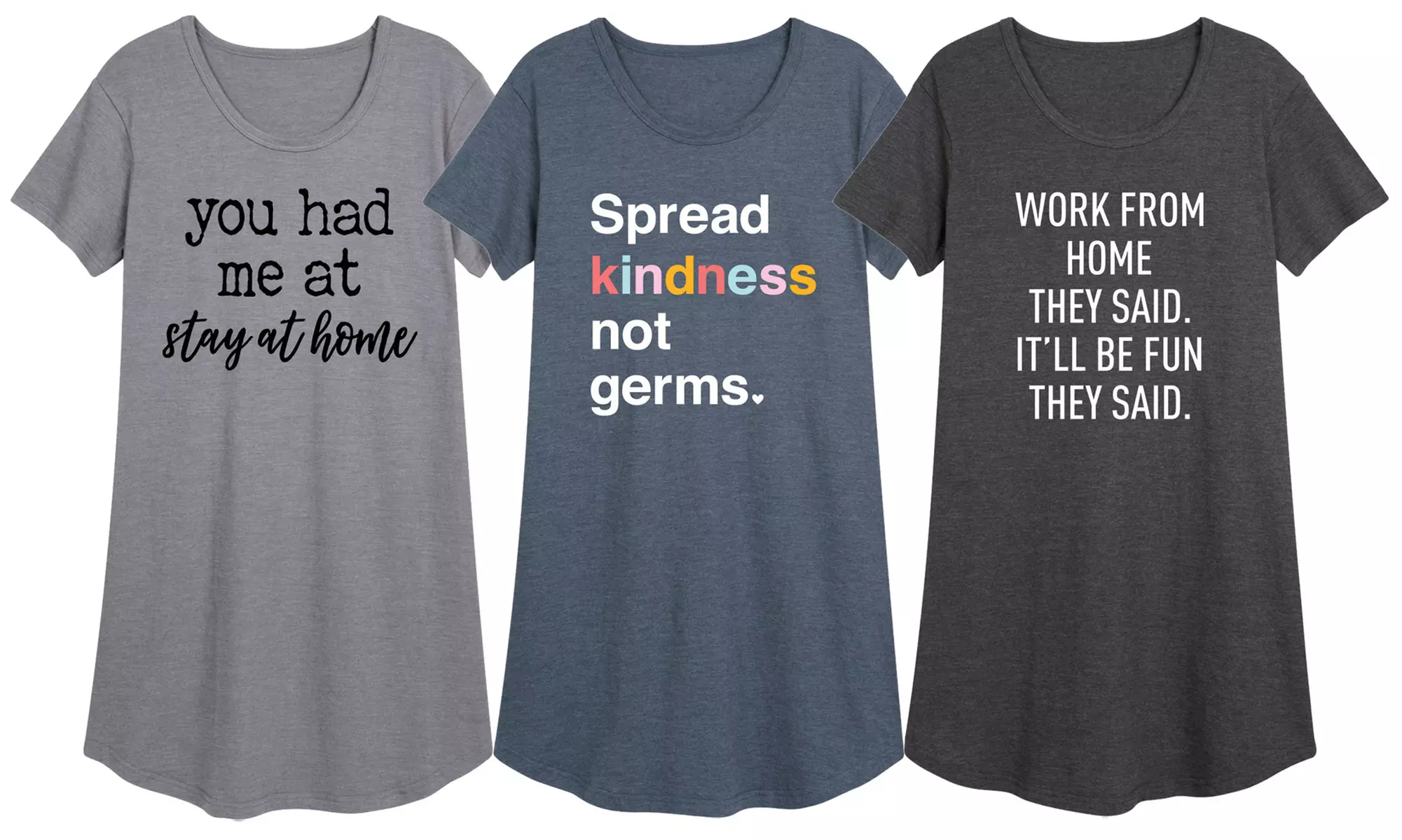 Instant Message Women's Social Distancing Sleep Dress. Plus Sizes Available. - Primary Image