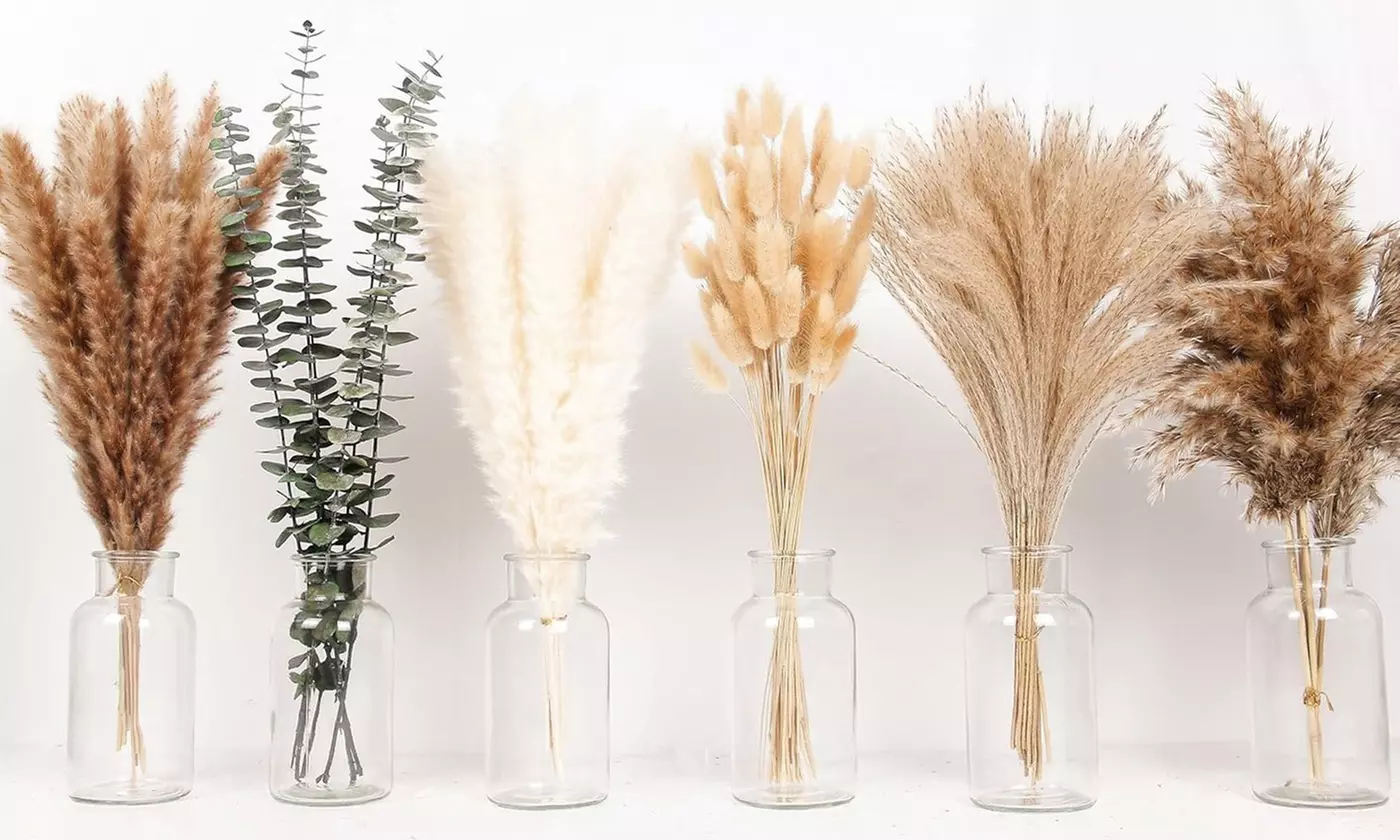 Natural Dried Flowers Pampas Grass Bunny Tails Bouquet Boho Wedding Table Decor