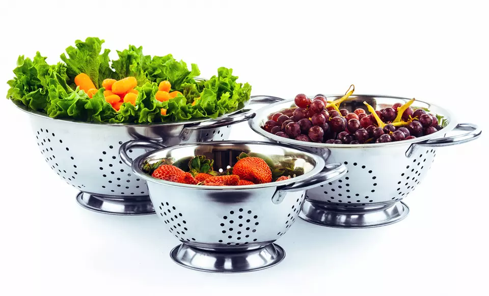 Set of 3 Stainless Steel Colanders - Primary Image