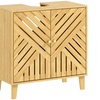 Image 8: Homcom Bamboo Bathroom Under Sink Cabinet with Adjustable Shelf