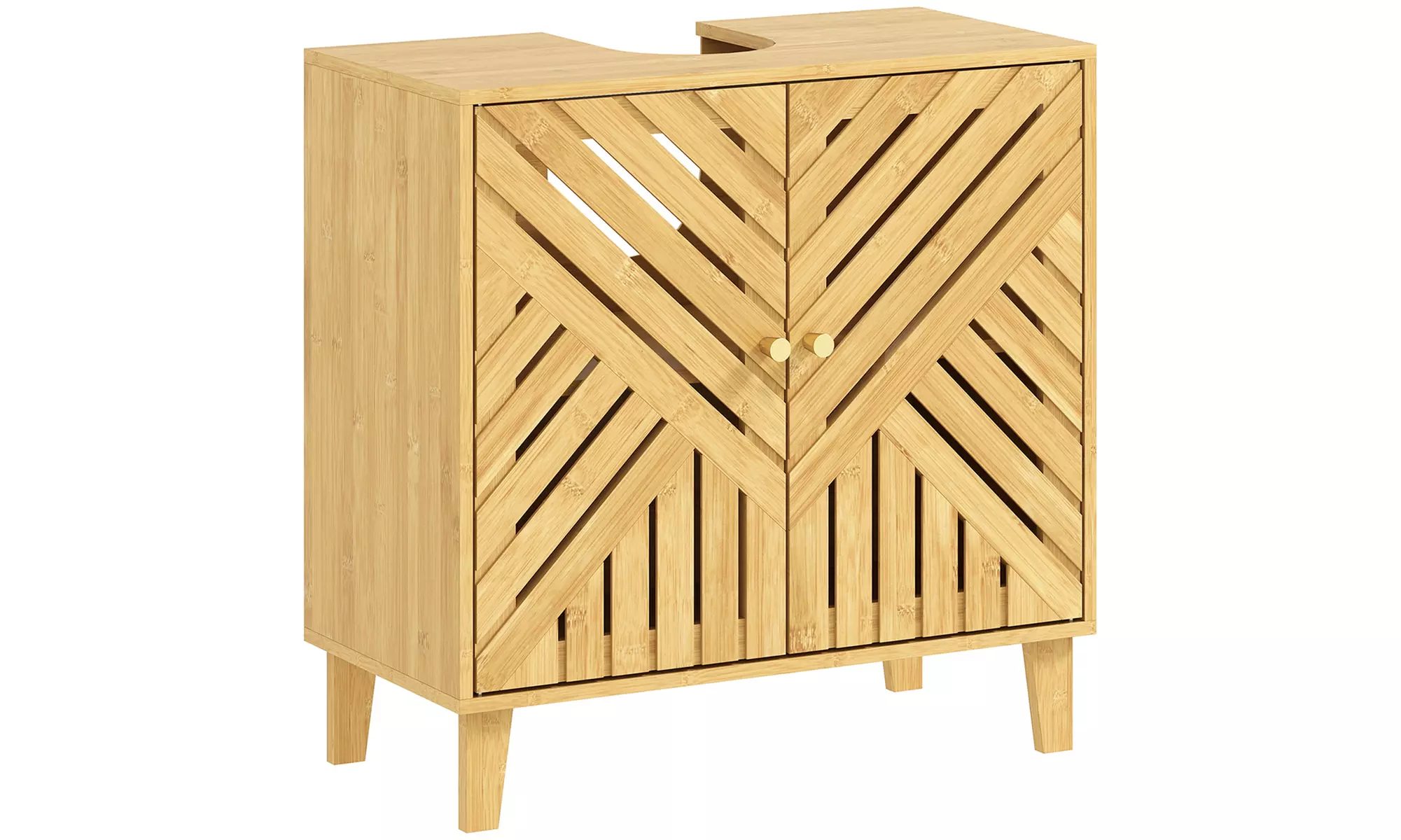 Homcom Bamboo Bathroom Under Sink Cabinet with Adjustable Shelf