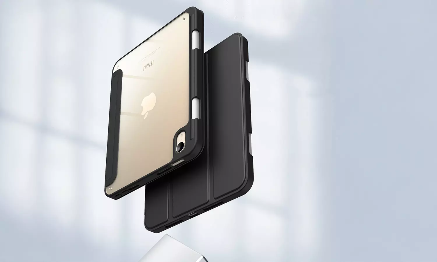 Clear Back Case for iPad mini 6 with Pencil Holder, Slim Stand Shockproof Cover