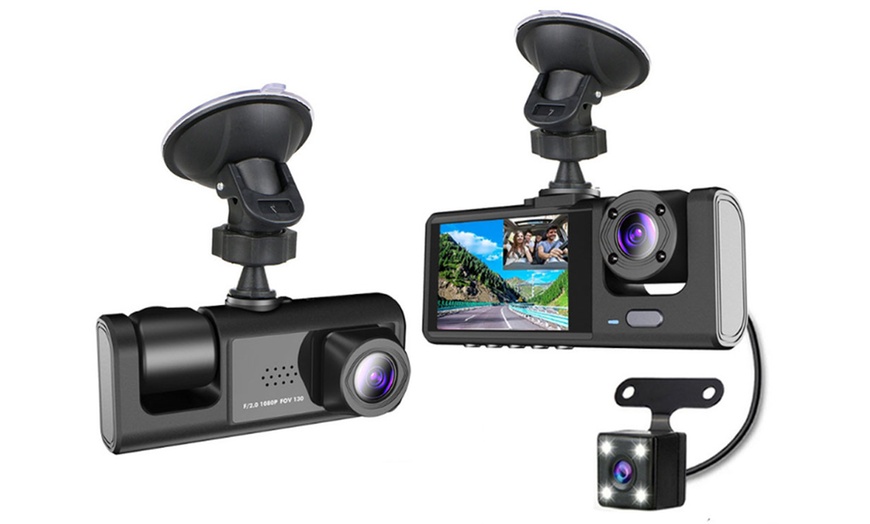 Image 2: Dash cam per auto a 3 canali