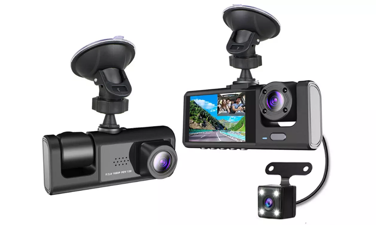 Dashcam per auto a 3 canali anteriore e posteriore
