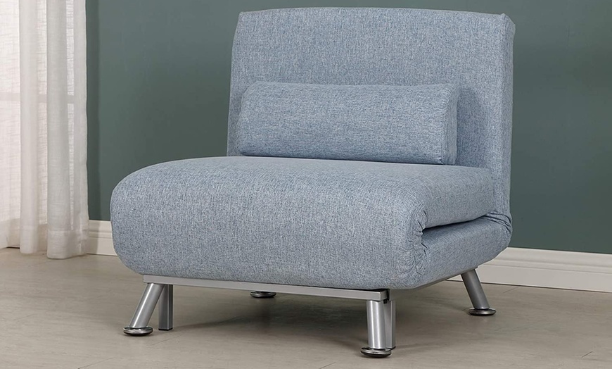 Image 1: HomCom Convertible Single Sleeper Chair Sofa Bed