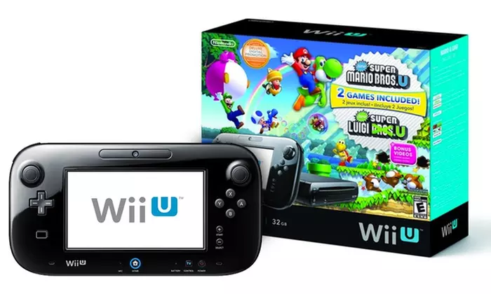 Nintendo Wii U 32GB Black Deluxe Set with New Super Mario Bros. U and New Super Luigi U Game Discs - Primary Image