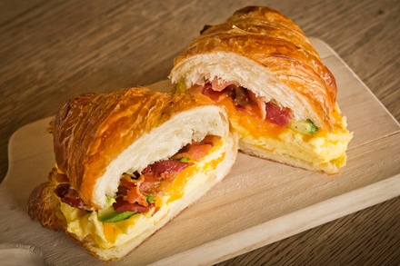 1 Breakfast Sandwich or 1 Quiche with 1 Traditional Drip Coffee (any size, including Iced Coffee) - Roggenart Arlington