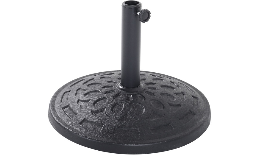 Image 16: Large 3m Black Rotating Outdoor Parasol with Multiple Base Styles