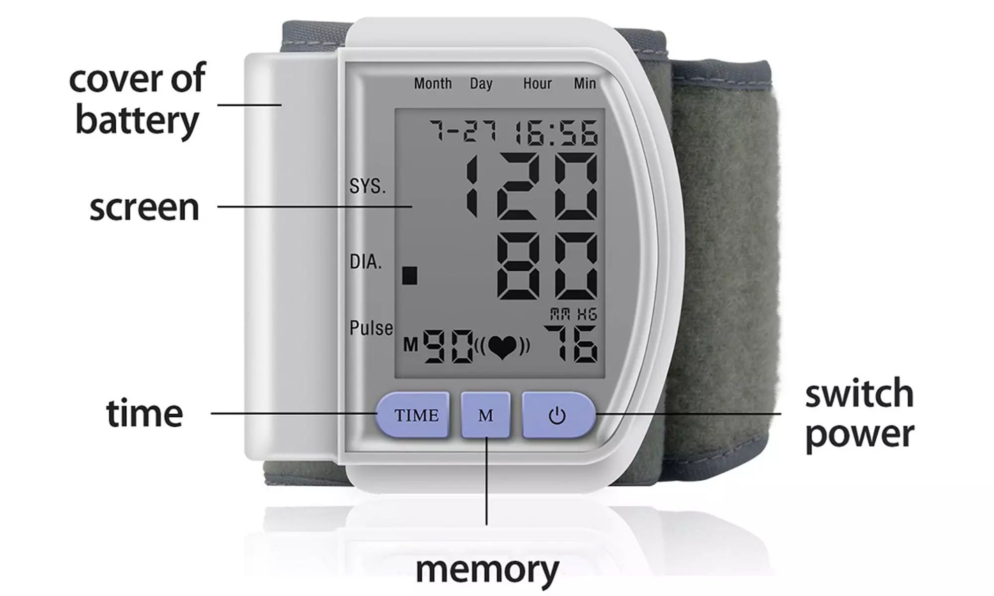 LCD Digital Automatic Wrist Cuff Blood Pressure Monitor