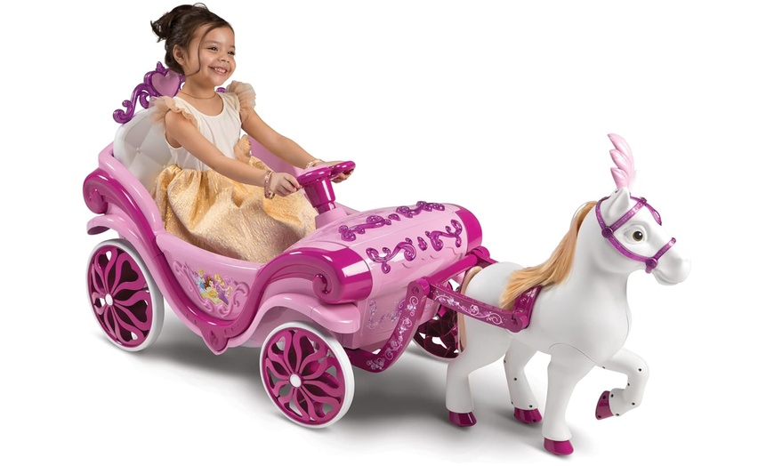 Image 4: Disney Princess 6v Electric Ride-on Horse & Carriage 