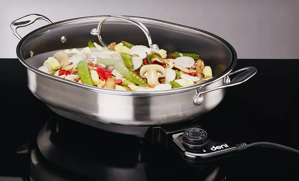 $34.99 for a Deni Stainless-Steel Electric Skillet ($129.99 List Price). Free Shipping. - Primary Image