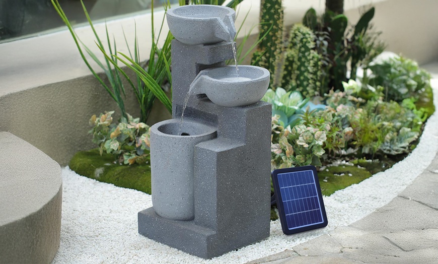 Image 3: Outdoor Multi-Tier Ceramic LED Fountain Water Feature