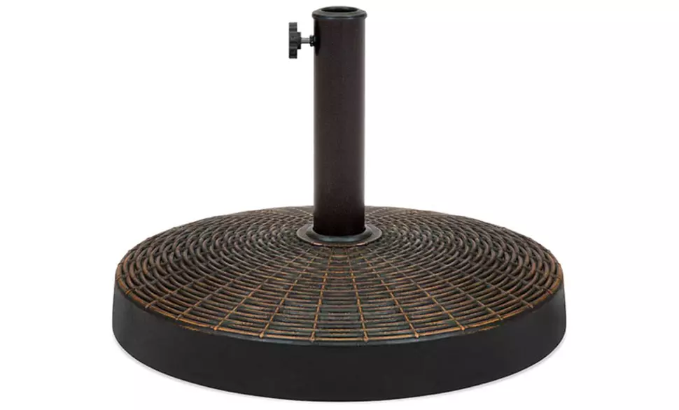 Round 55lb Wicker Style Resin Patio Umbrella Base Stand