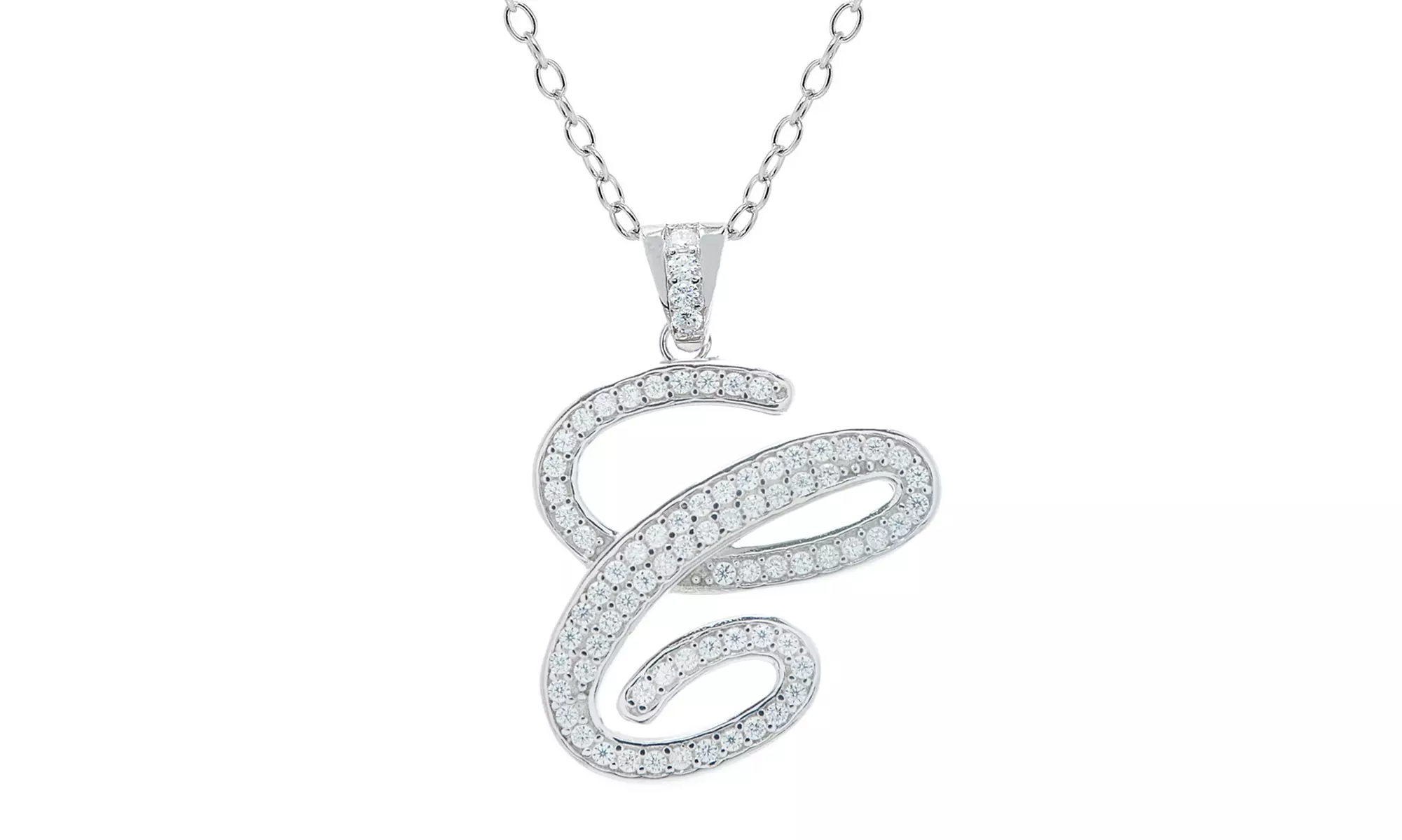 Script Initial Pendant Necklaces in Sterling Silver