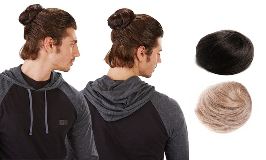 Image 1: Clip-In 'Man Bun'