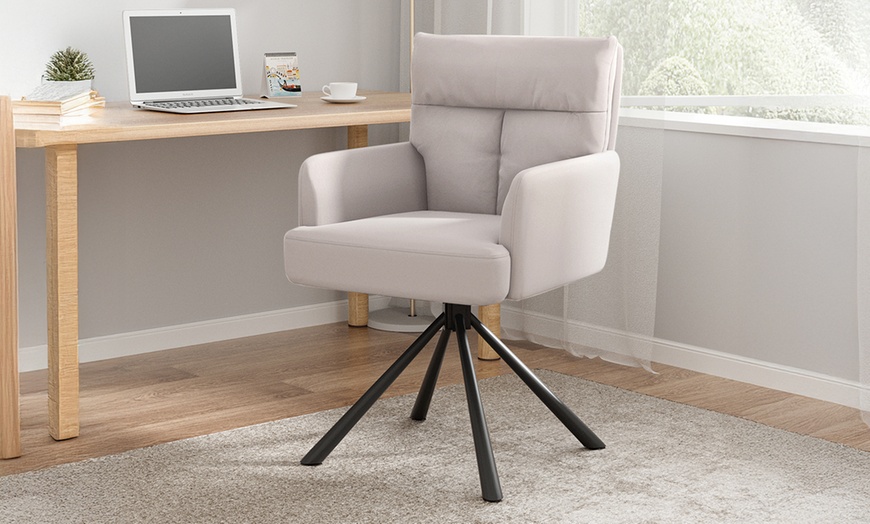 Image 2: Living And Home Velvet Swivel Armchairs