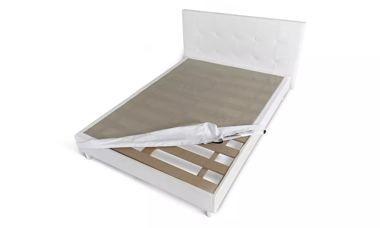 Lit fixe "Triomphe" en similicuir, matelas "Cosmos" en option