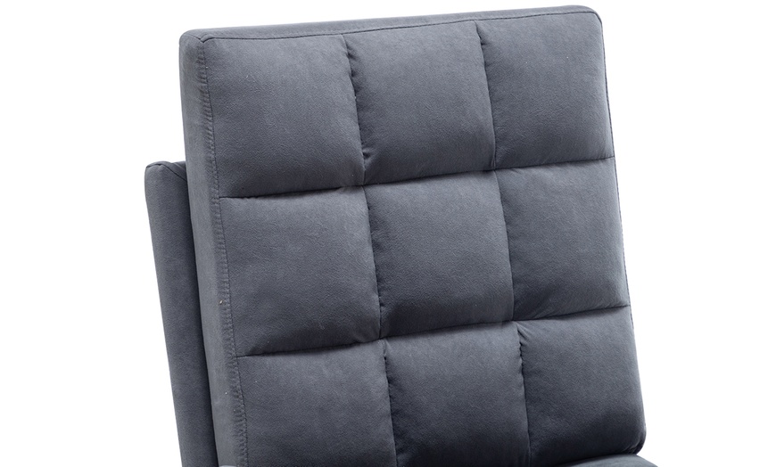 Image 2: Velvet High Back Leisure Recliner Armchair and Footstool Set 