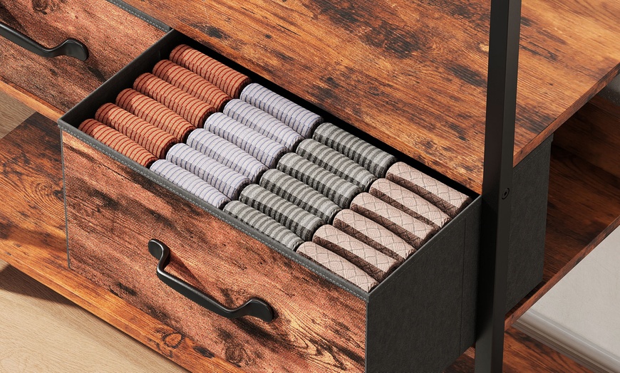 Image 11: HomCom Coat Rack with Shoe Storage Bench and Hooks