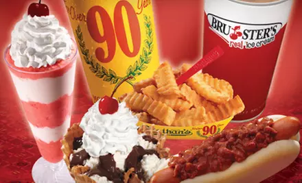 $10 for Two Groupons, Each Good for $10 Worth of Snacks at Bruster's Real Ice Cream and Nathan's Famous ($20 Value) - Primary Image
