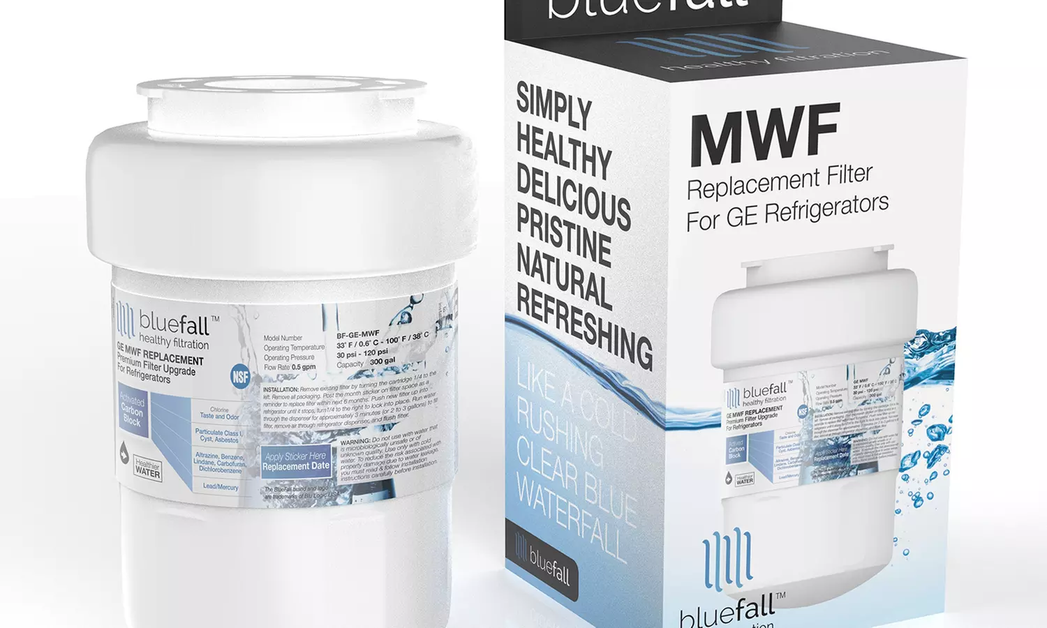3 Pack GE MWF Refrigerator Water Filter Smartwater Compatible Filter
