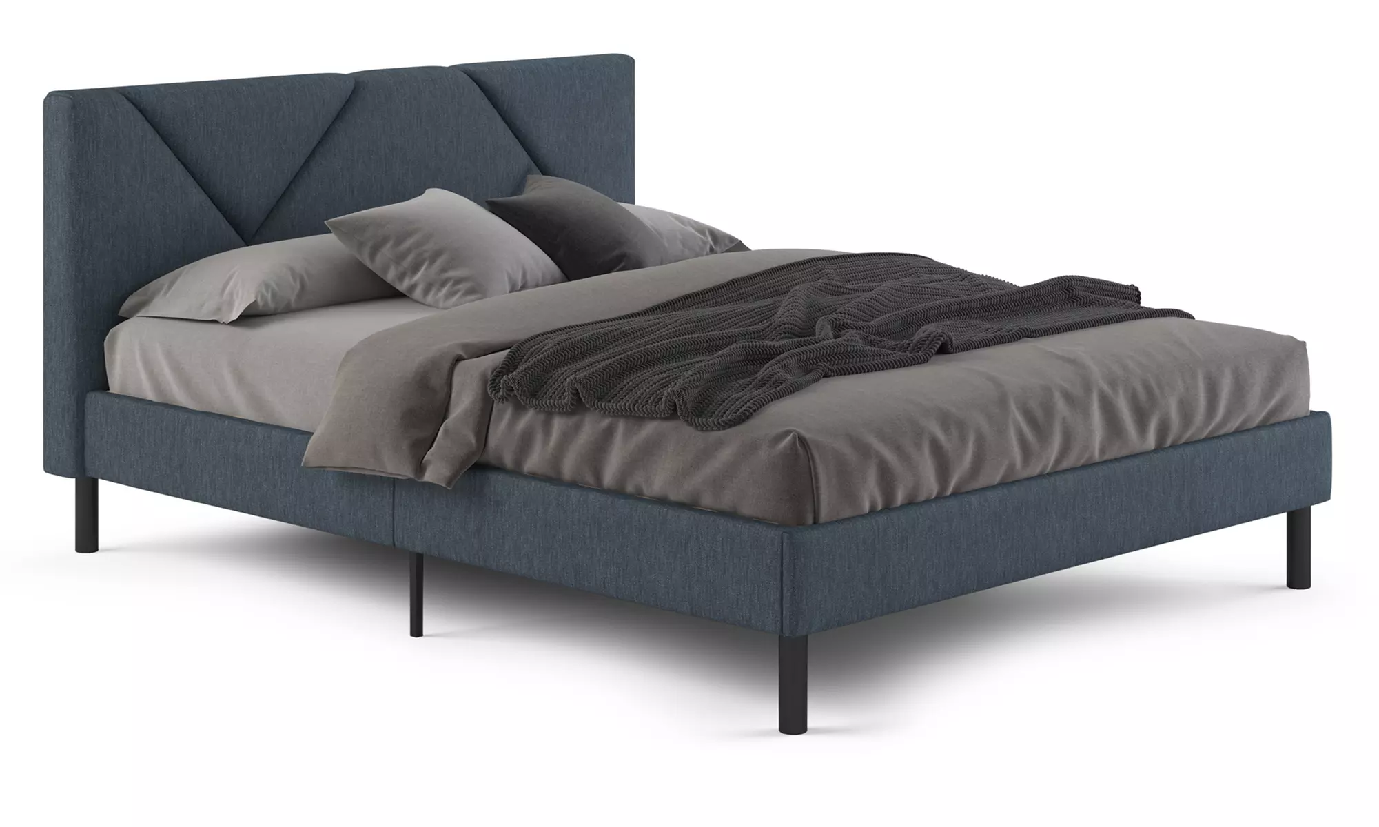 Lit design rembourré "Ric" avec rangement intelligent