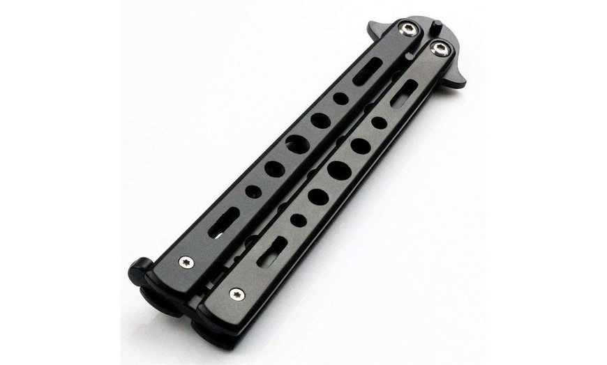 Image 5: Stainless Steel Butterfly Balisong Comb Trainer Training Knife Dull Tool US
