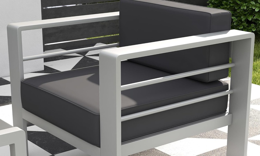 Image 2: Outsunny Aluminium Corner Sofa, Armchair and Table Garden Sofa Set