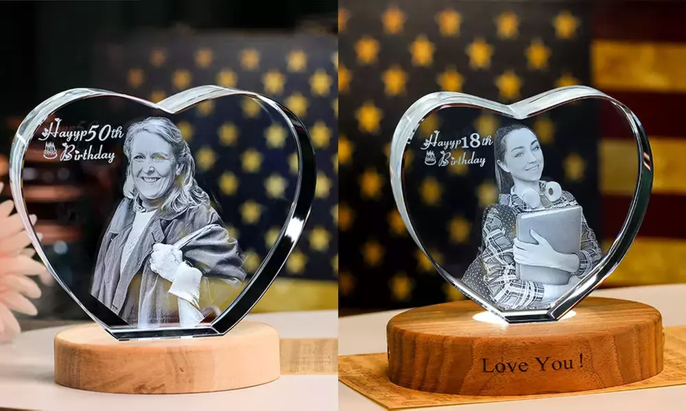 Custom 3D Photo-Engraved Crystal Keepsake — Personalized Laser-Etched Grad Gift in Multiple Shapes & Sizes (Up to 87% Off)