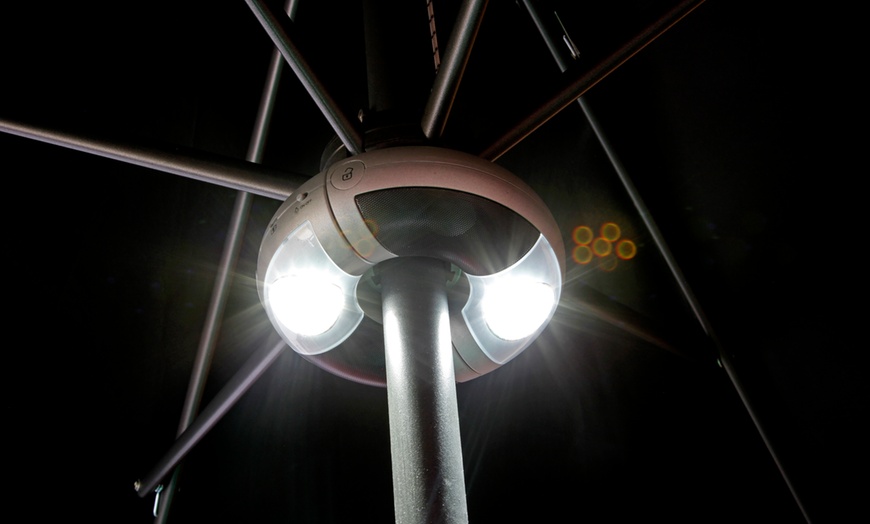 Image 1: Doppler LED parasolverlichting met bluetooth speaker