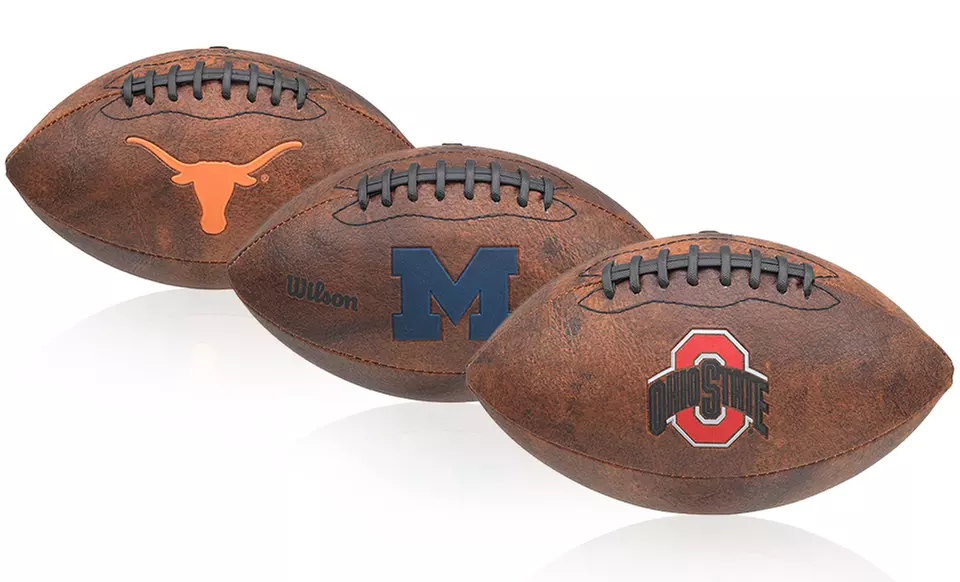 NCAA 9" Throwback Football with Colored Team Logo - Primary Image