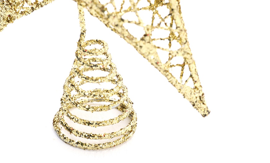 Image 9: Living And Home Christmas Star Sequins Tree Topper with LED Lights