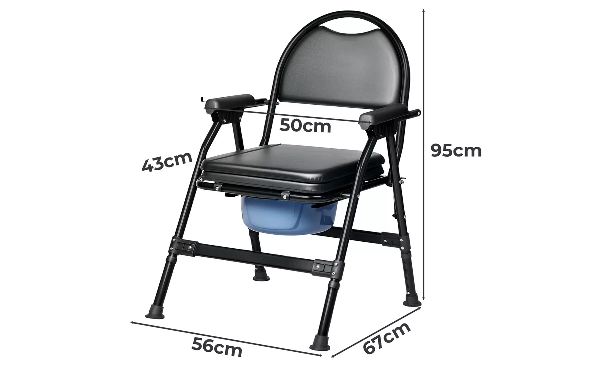 Levede Folding Commode Chair - Adjustable Bedside Toilet Chair