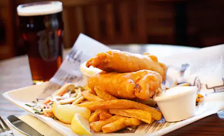 English Feast for Four or $15 for $30 Worth of Pub Fare and Drinks at Streets of London Pub. Two Locations Available. - Primary Image