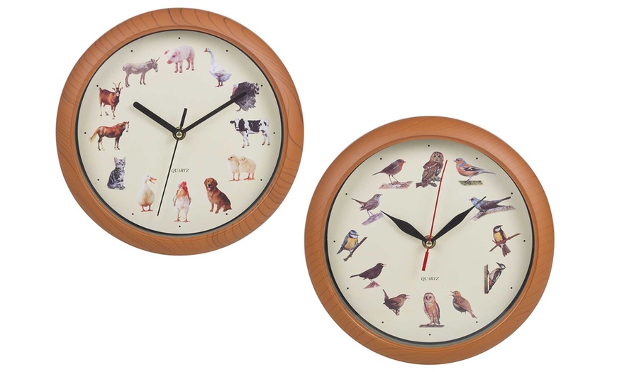 Image 1: Animal Wall Clock with Sound