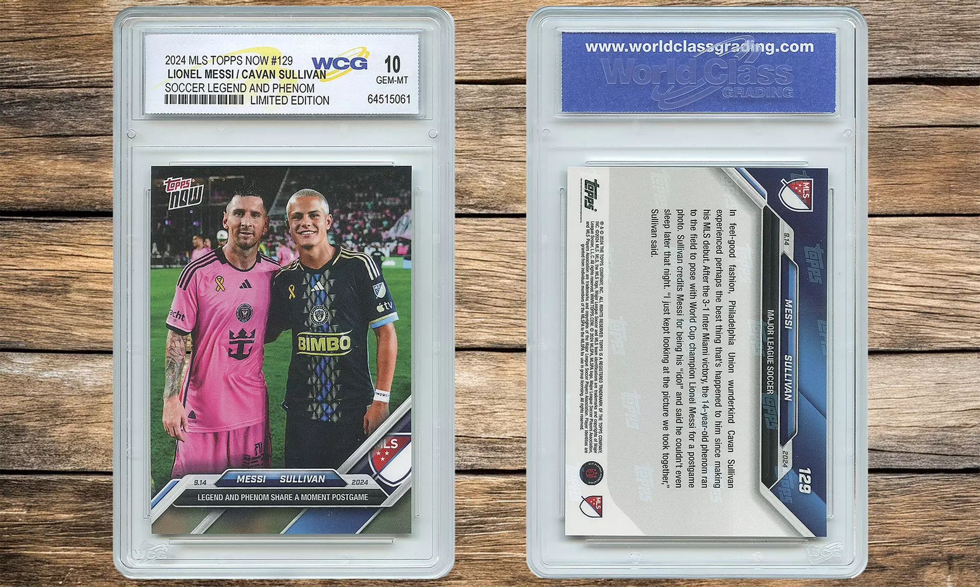 2024 Topps MLS #129 LIONEL MESSI / CAVAN SULLIVAN Legend & Phenom - Gem-Mint 10