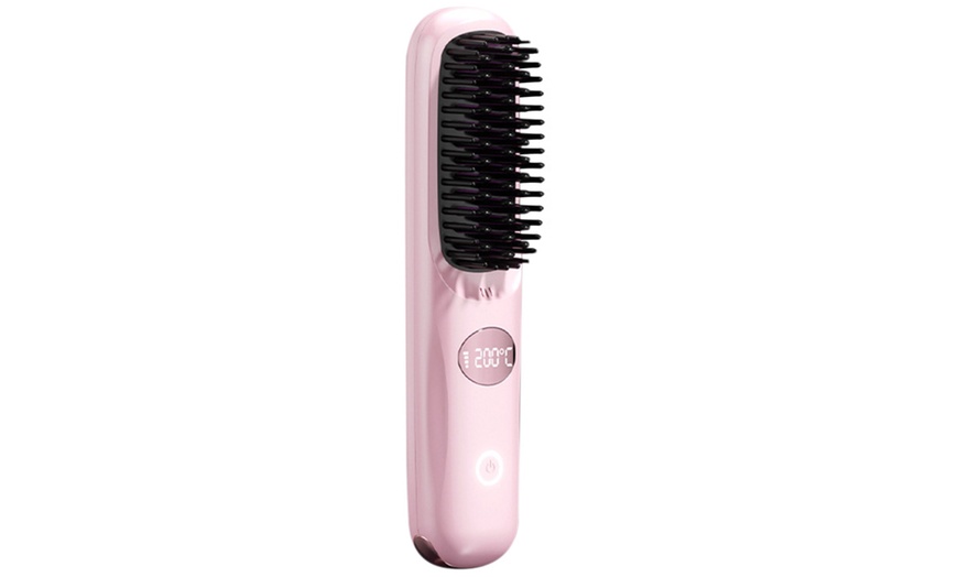 Image 4: USB Rechargeable Hair Straightening Brush with LED Screen