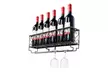 Wall Mounted Metal Wine Rack Wine Bottle Storage w/ Glass Holder Home Bar Decor - Second Medium