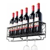 Image 3: Wall Mounted Metal Wine Rack Wine Bottle Storage w/ Glass Holder Home Bar Decor