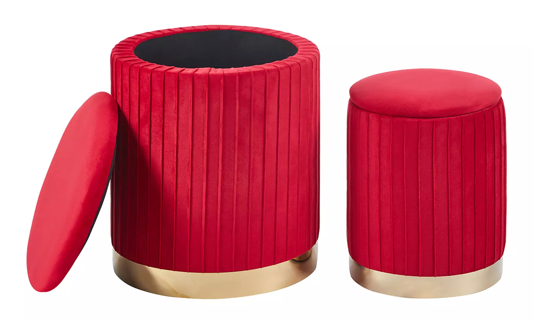 Set 2 velvet opberg-poefen