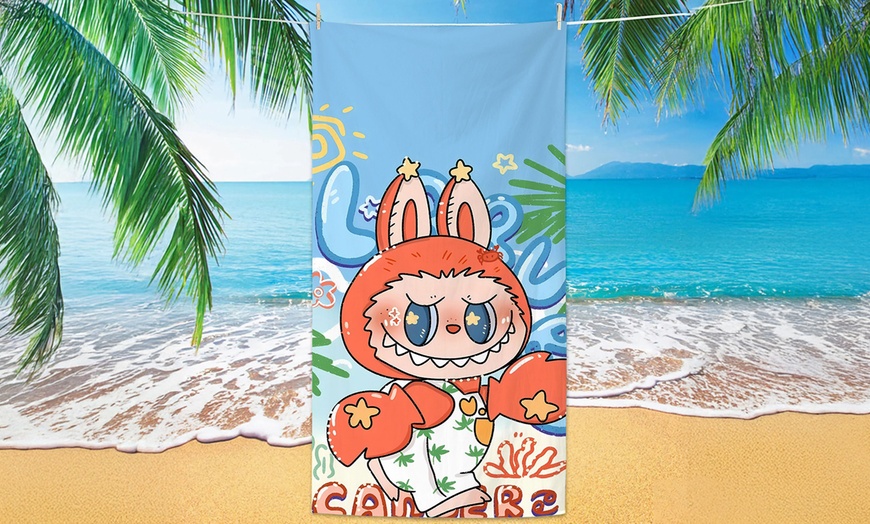 Image 2: Labubu Inspired Cute Beach Towel