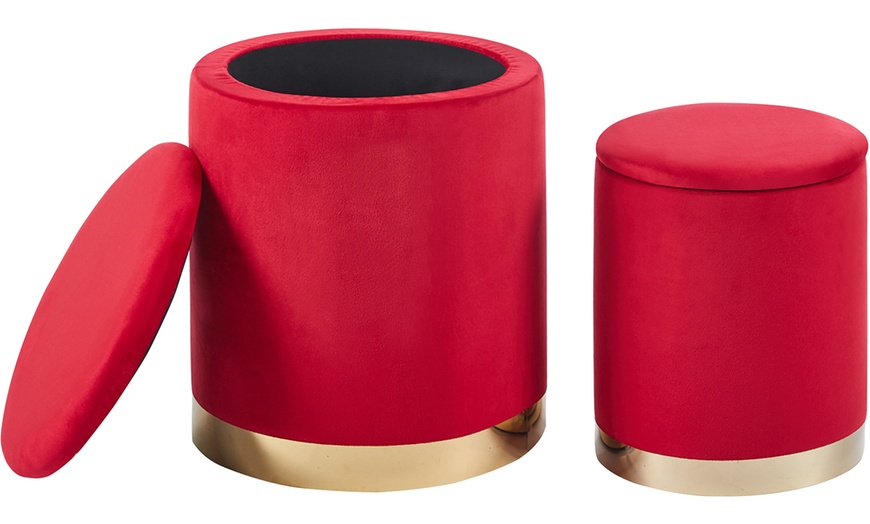 Image 8: Conjunto de pufs de terciopelo