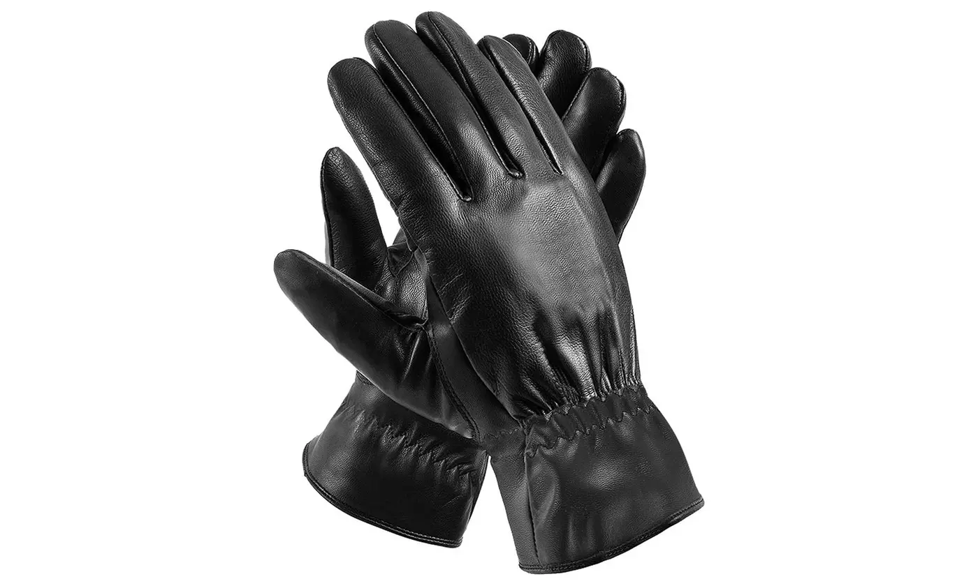 iMounTEK Fleece Lined  Faux Leather Winter Gloves for Men and Women